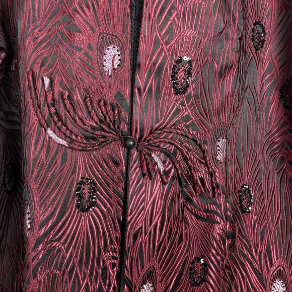 Dragon Silk Jacket Coat Womens Size XL Shanghai China Dark Red Black Vintage - Picture 3 of 16